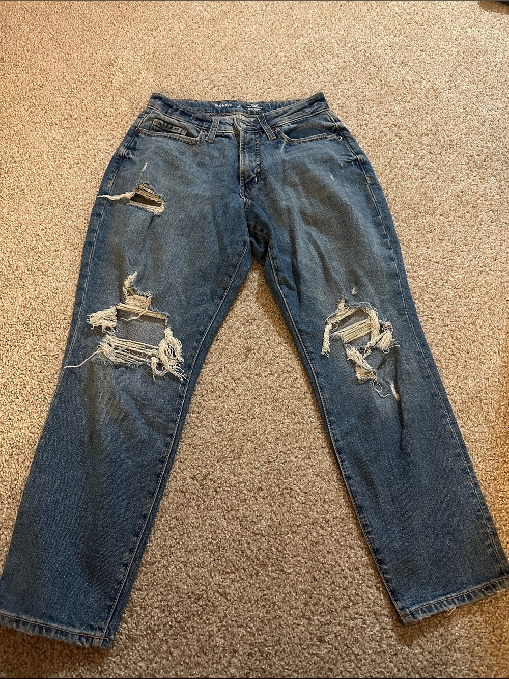 Distressed Curvy Straight Jeans